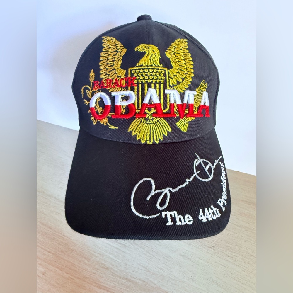 Obama Eagle Gold Embroidered Baseball Cap Black Adjustable‎ 44th President NWT